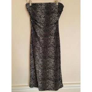 Norma Kamali Strapless Animal Print Midi Dress Med